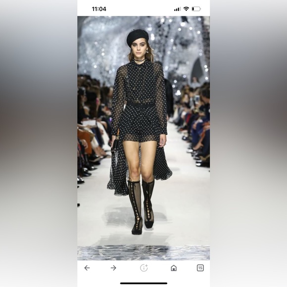 Christian Dior Sheer silk Polka Dot shorts tunic size 34 us2 jumpsuit - Picture 1 of 16